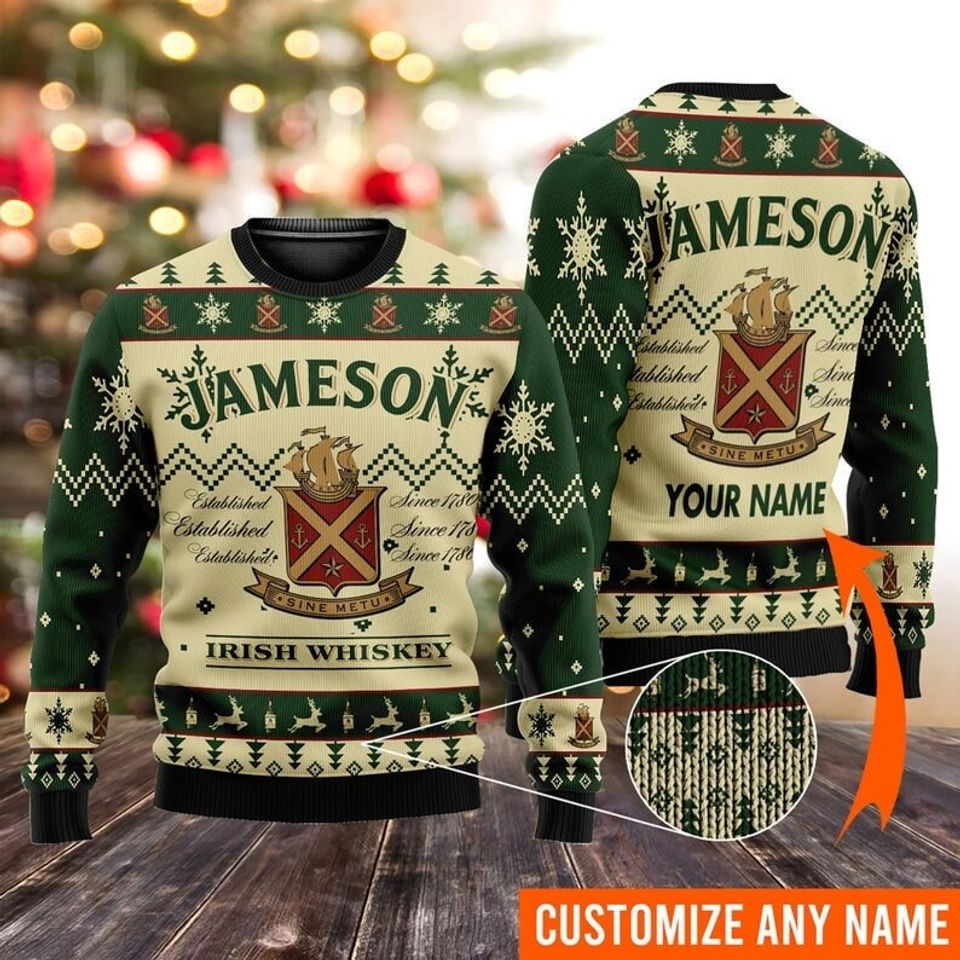 Jameson Irish Whiskey Christmas Ugly Sweater, Whiskey Ugly Sweater