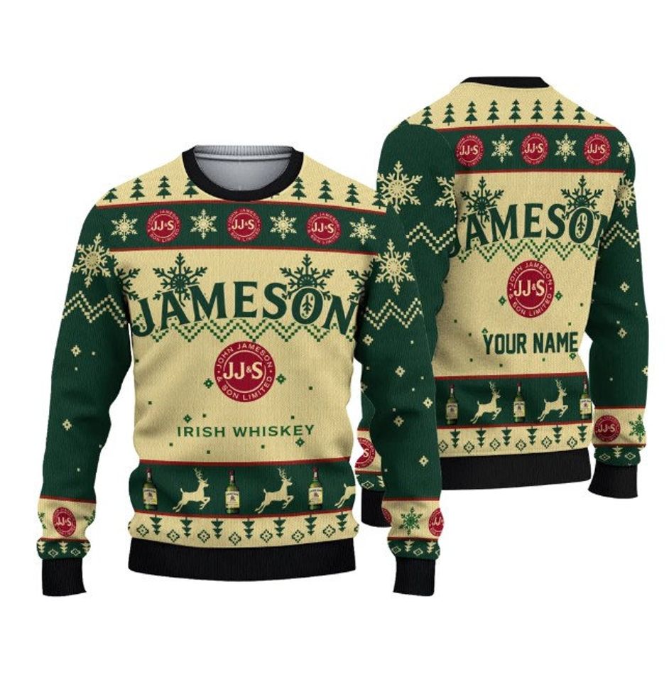 Jameson Irish Whiskey Custom Ugly Christmas Sweater