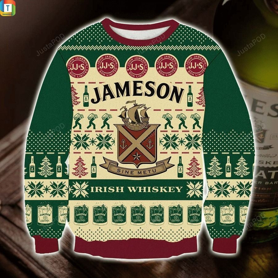Jameson Irish Whiskey Ugly Christmas Sweater Adult 3D Funny Matching for family