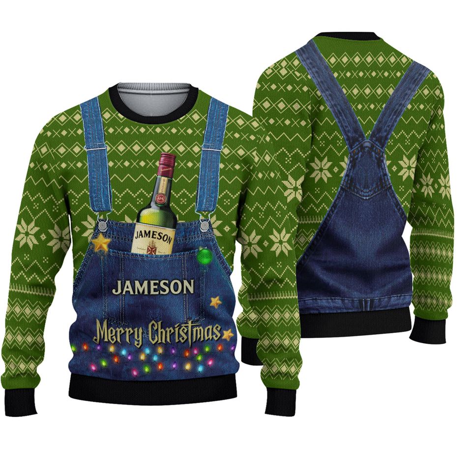 Jameson Irish Whiskey Ugly Knitted Christmas 3D Sweater