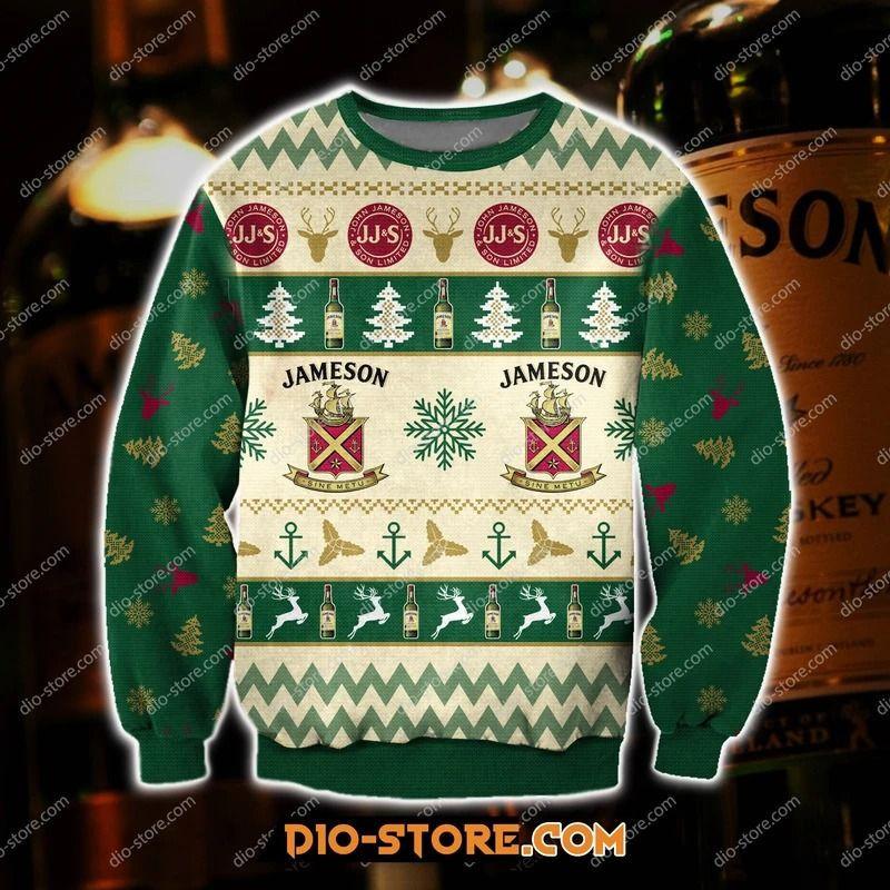Jameson Whiskey Ugly Christmas Sweater Adult 3D Funny Matching for family