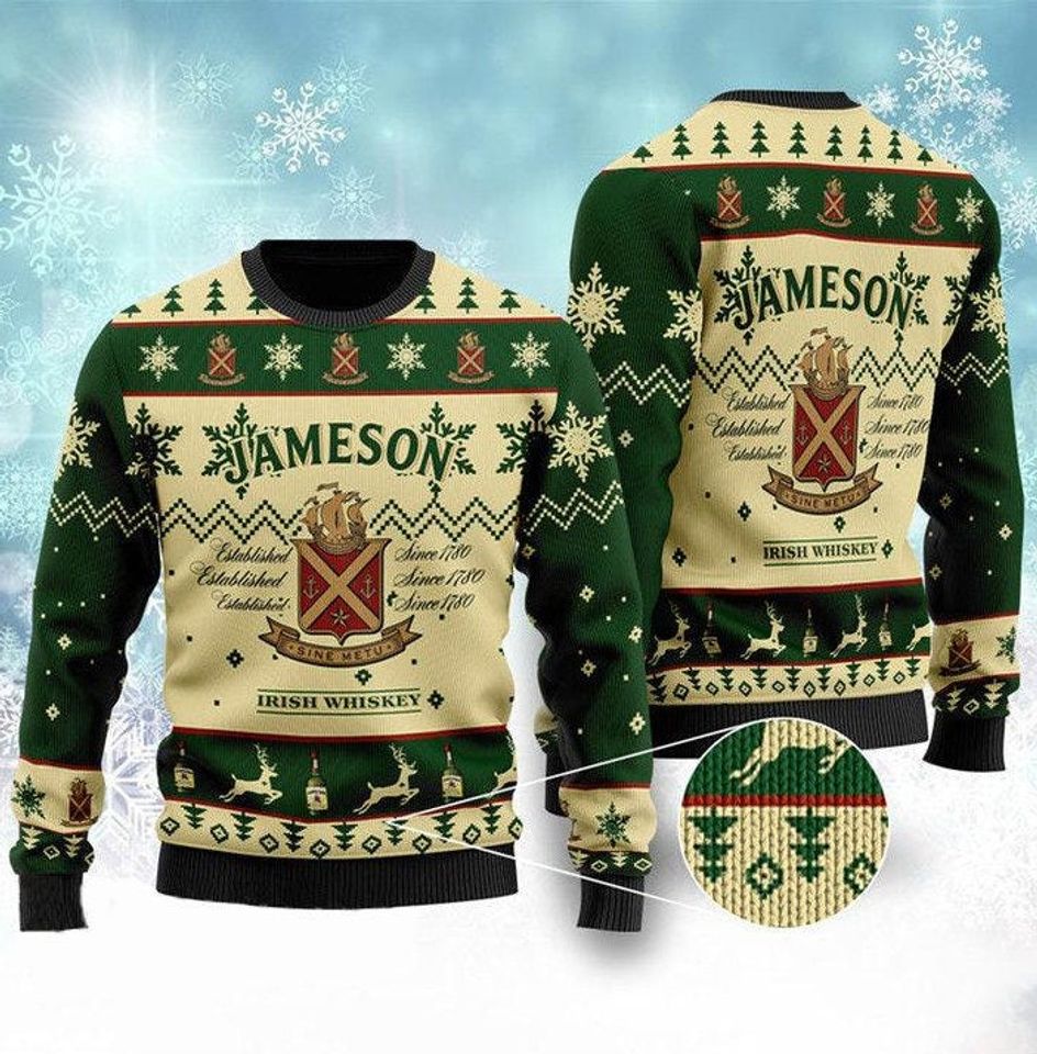 Jamesonn Irish Whiskey Ugly Sweater, Ugly Christmas Pattern