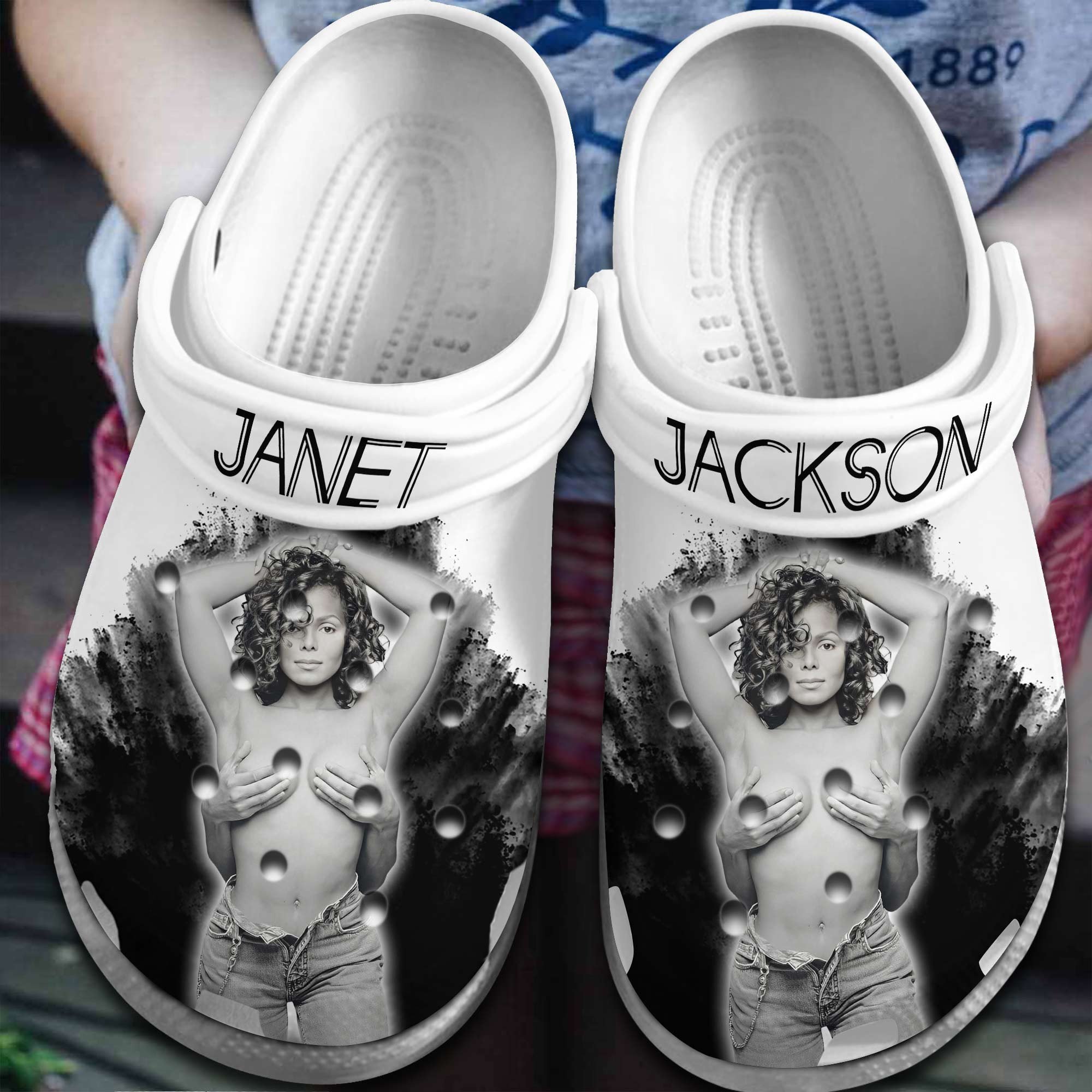 Janet Jackson Singer Music Crocs Crocband Clogs Shoes Comfortable For Men Women and Kids