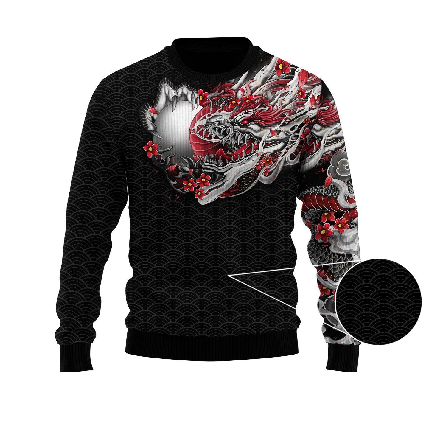 Japan Art Tattoo Ugly Christmas Sweater Adult 3D Funny Matching for family