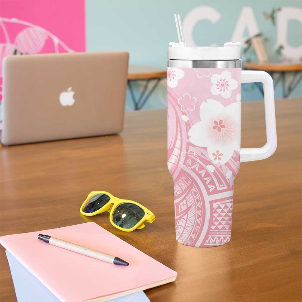Japan Sakura Floral with Polynesian Custom Stanley Cup 40 oz 30 oz Tumbler With HandleTVC2301373 - Image 5