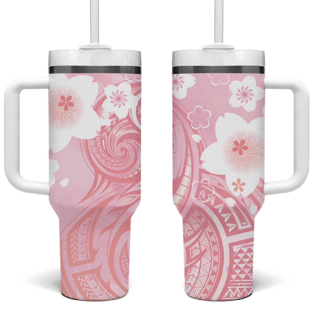 Japan Sakura Floral with Polynesian Custom Stanley Cup 40 oz 30 oz Tumbler With HandleTVC2301373