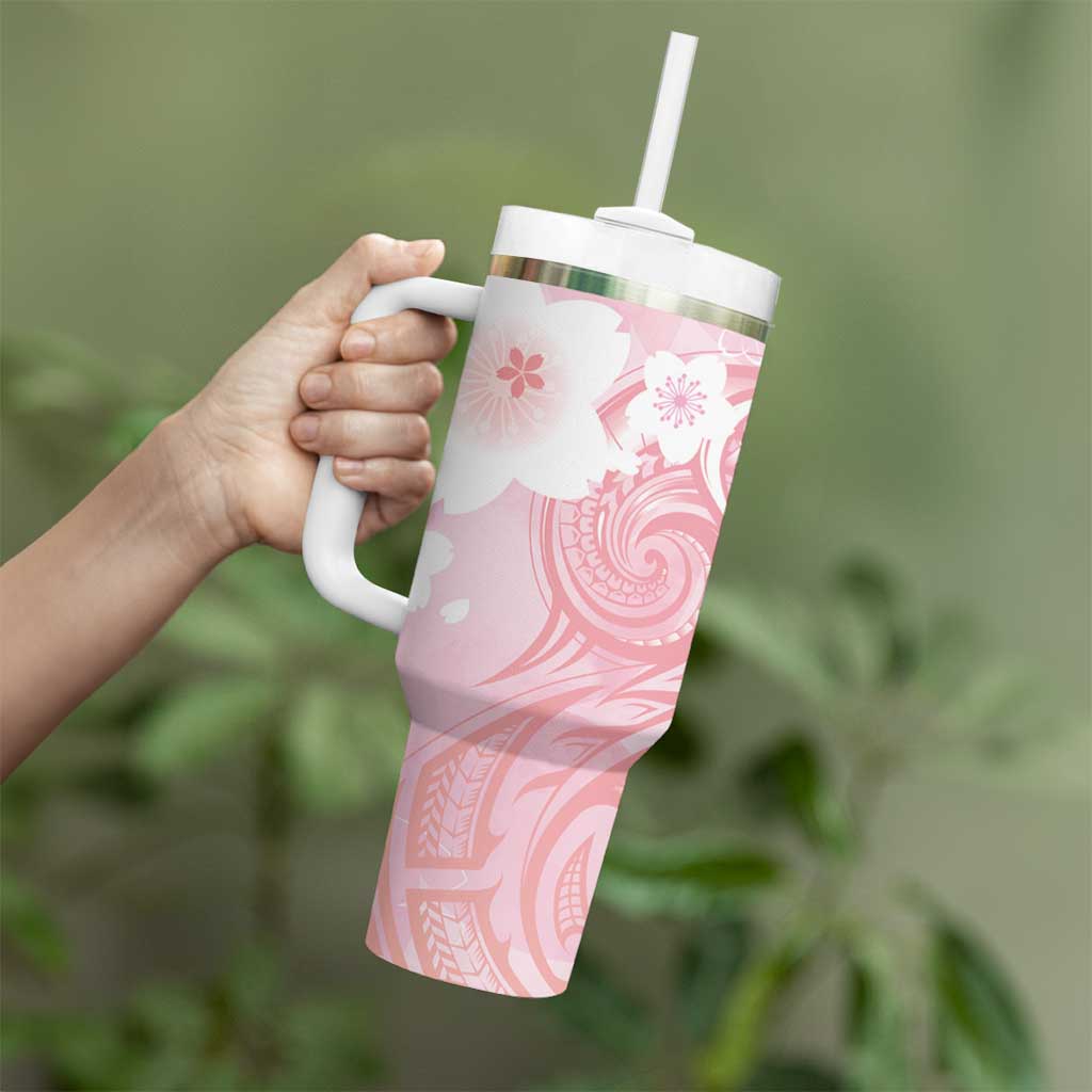 Japan Sakura Floral with Polynesian Custom Stanley Cup 40 oz 30 oz Tumbler With HandleTVC2301373 - Image 3