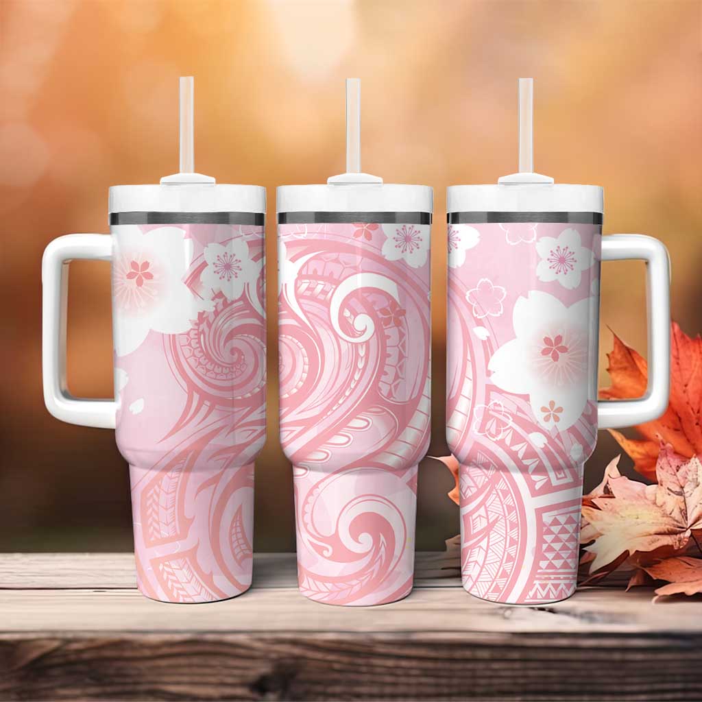 Japan Sakura Floral with Polynesian Custom Stanley Cup 40 oz 30 oz Tumbler With HandleTVC2301373 - Image 4