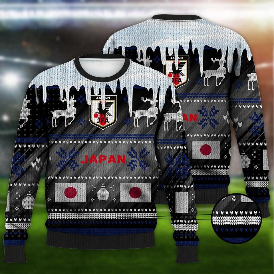 Japan Ugly Christmas Sweater Sport Soccer Team, World Cup 2022 3D Sweatshirt