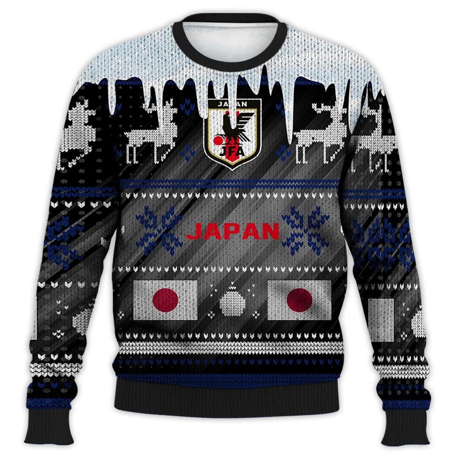 Japan Ugly Christmas Sweater Sport Soccer Team, World Cup 2022 3D Sweatshirt - Image 2