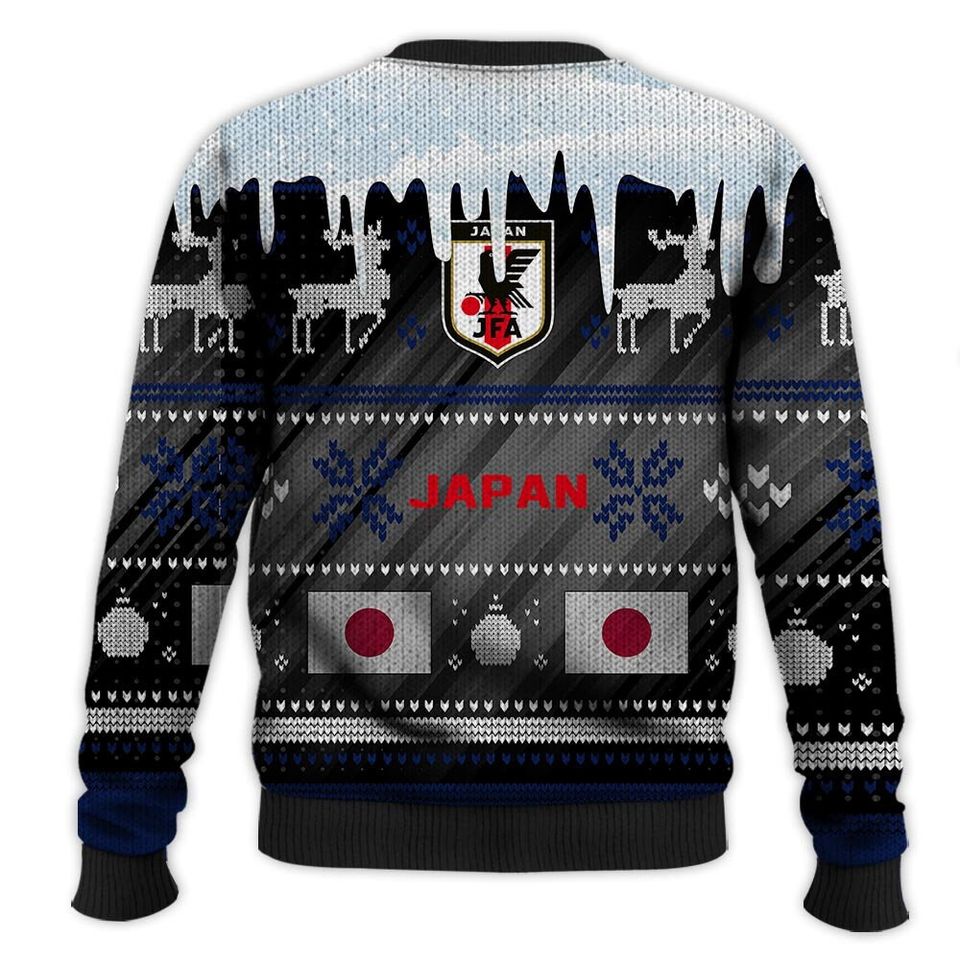 Japan Ugly Christmas Sweater Sport Soccer Team, World Cup 2022 3D Sweatshirt - Image 3