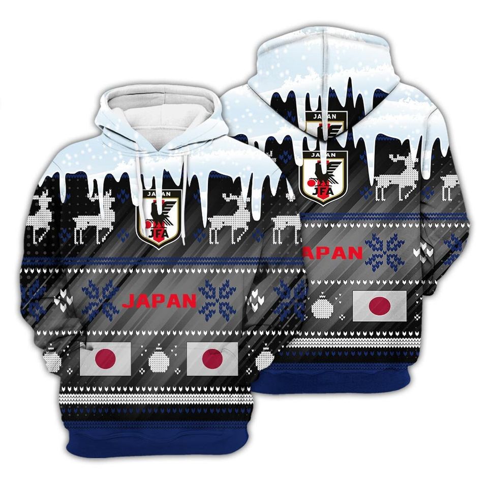 Japan Ugly Christmas Sweater Sport Soccer Team, World Cup 2022 3D Sweatshirt - Image 5