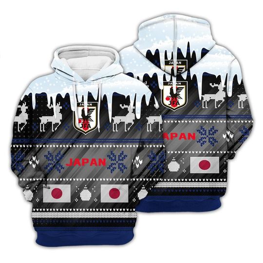 Japan Ugly Christmas Sweater Sport Soccer Team, World Cup 2022 3D Sweatshirt - Image 14