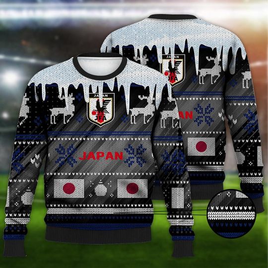 Japan Ugly Christmas Sweater Sport Soccer Team, World Cup 2022 3D Sweatshirt - Image 10