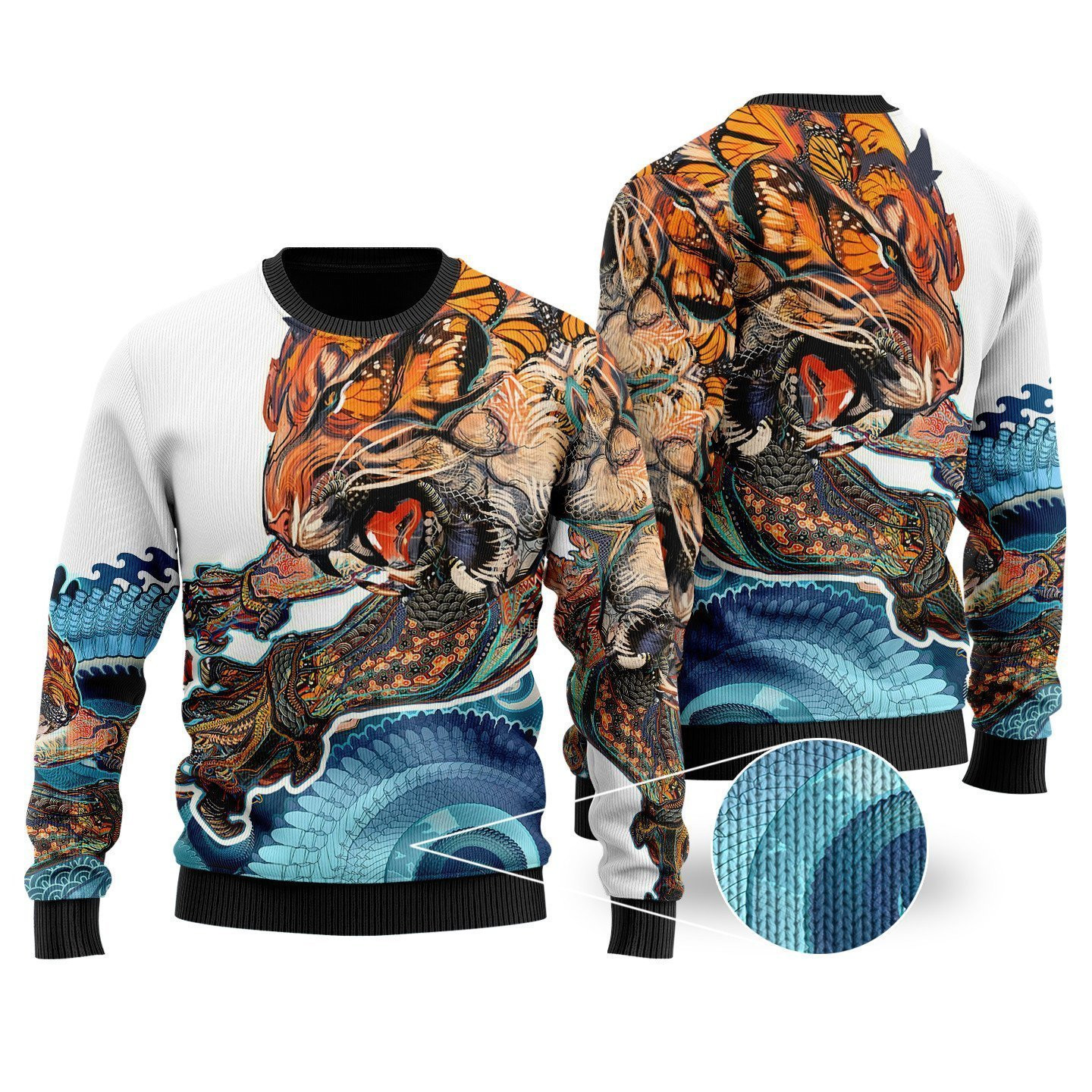 Japanese Art Ugly Christmas Sweater Adult 3D Funny Matching for family