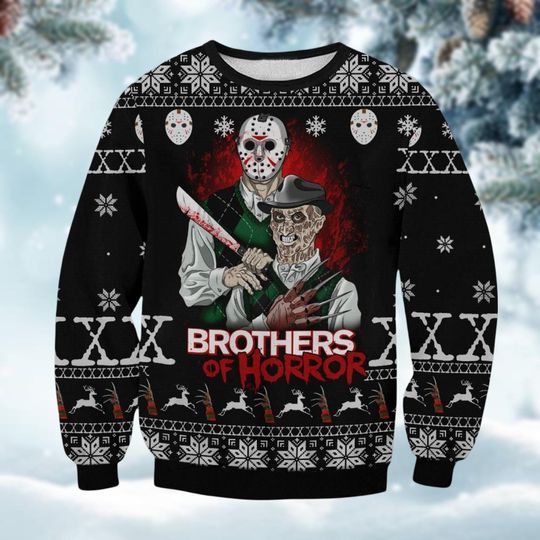 Jason And Michael Christmas Sweater, Step Brothers Movie Xmas Ugly Sweatshirts - Image 4