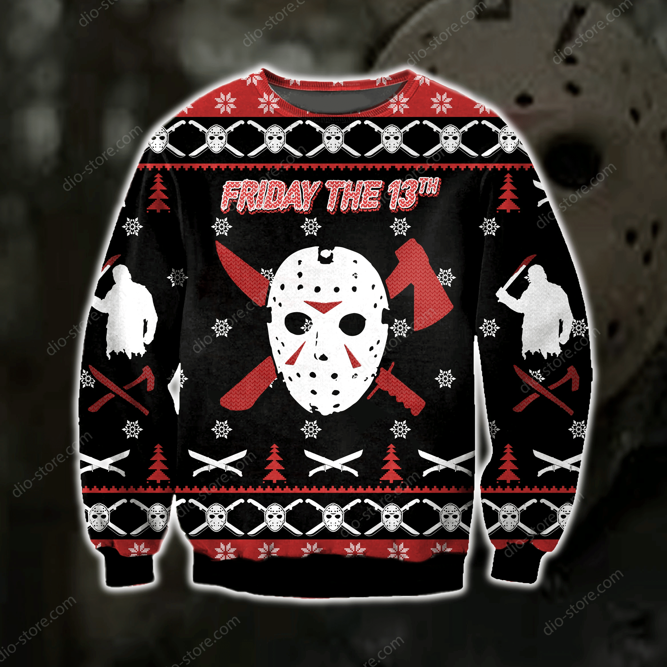 Jason- Friday The 13Th Knitting Pattern 3D Print Ugly Christmas Sweater Adult 3D Funny Matching for family