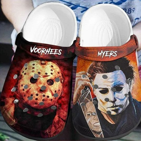Jason Voorhees And Michael Myers Movie Halloween Crocs Crocband Shoes Clogs Custom Name For Men Women and Kids