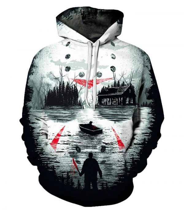 Jason Voorhees Friday the 13th Crystal Lake Art 3D All Over Print Hoodie, Zip Hoodie