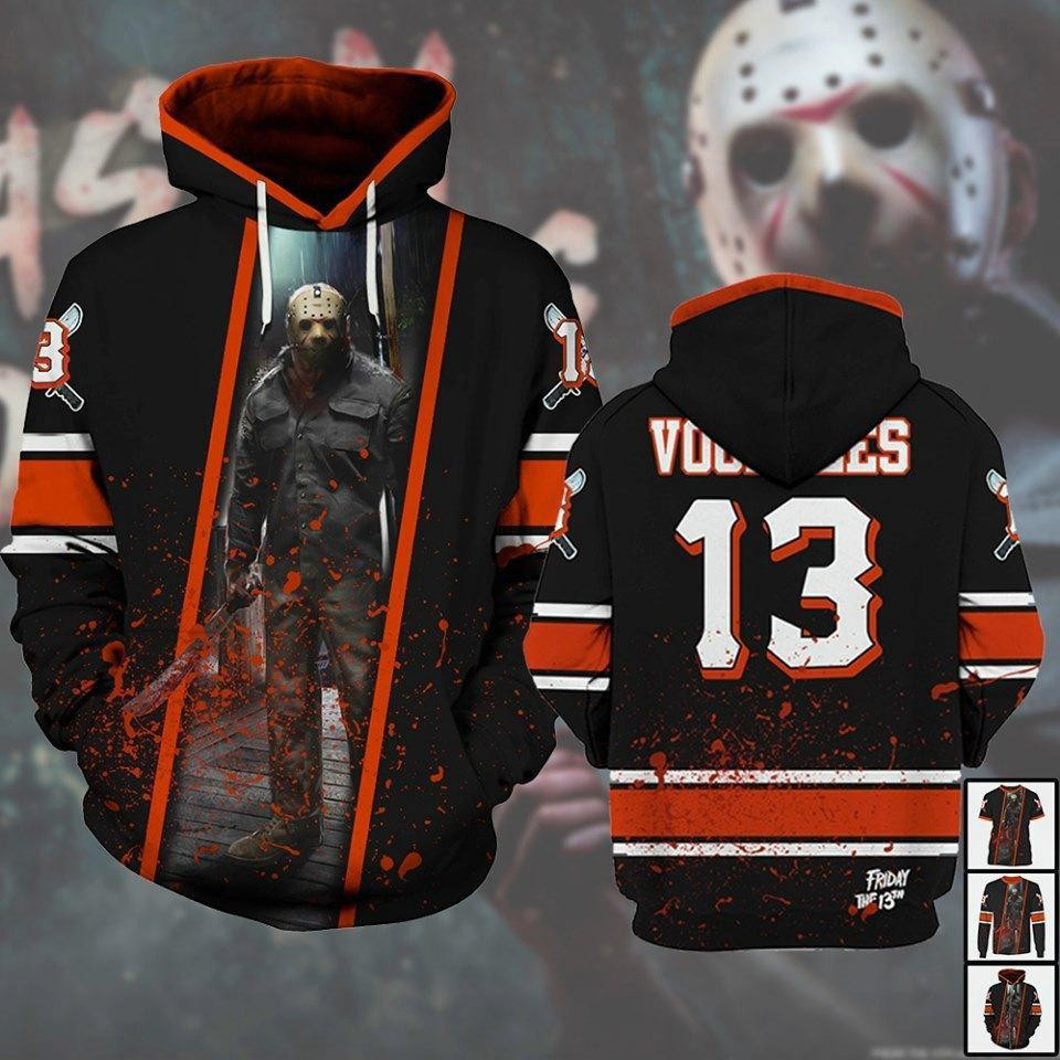Jason Voorhees Friday The 13th Halloween Horror Art 3D All Over Print Hoodie, Zip Hoodie
