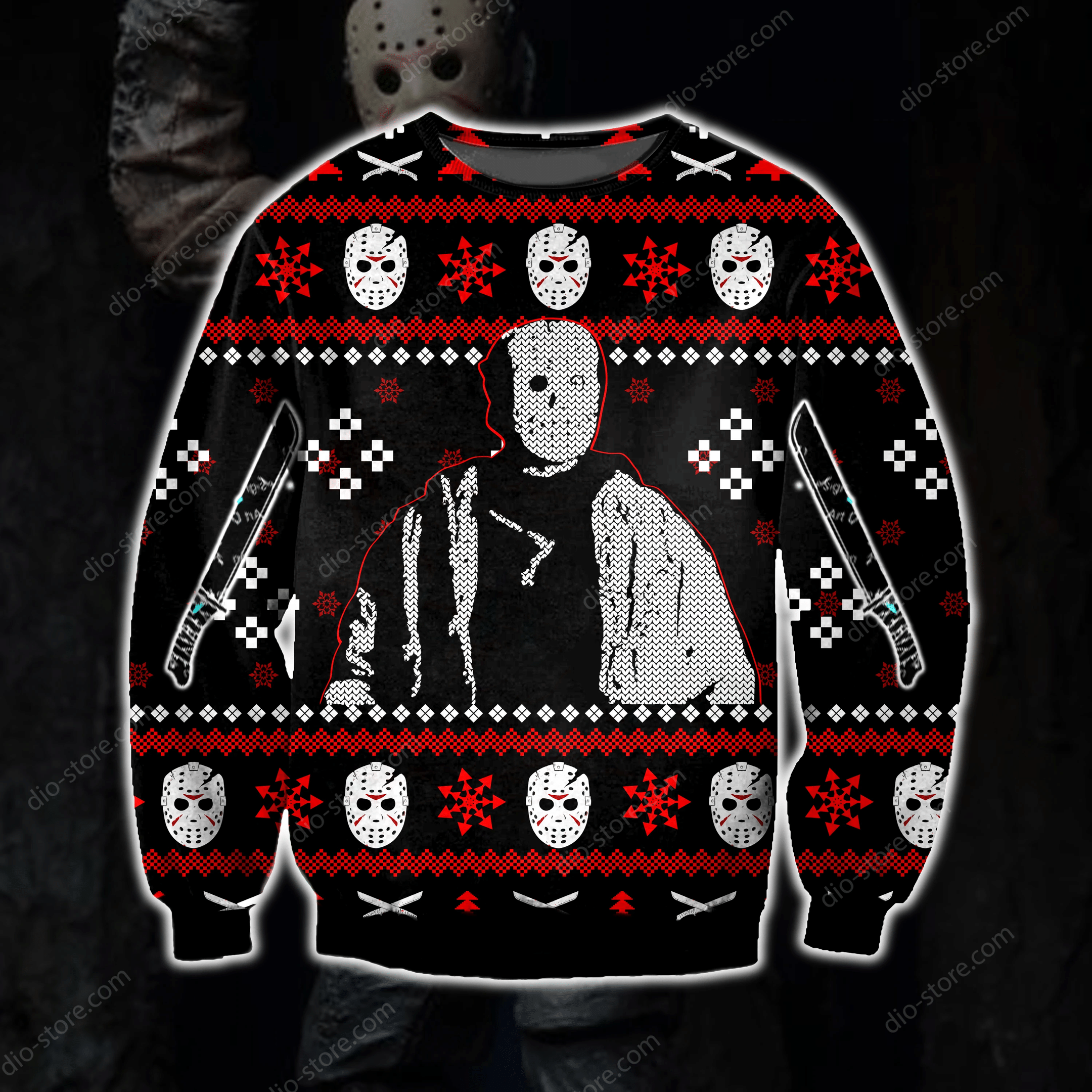 Jason Voorhees Knitting Pattern 3D Print Ugly Christmas Sweater Adult 3D Funny Matching for family