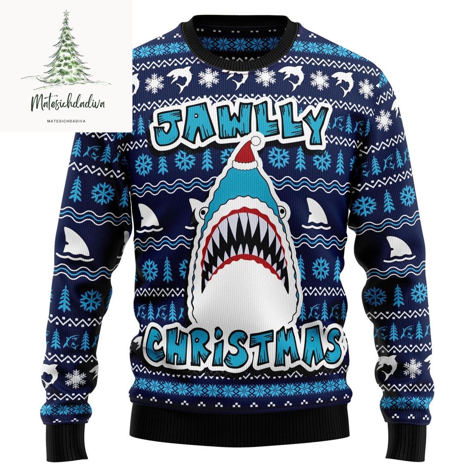 Jawlly Shark Christmas Ugly Sweater