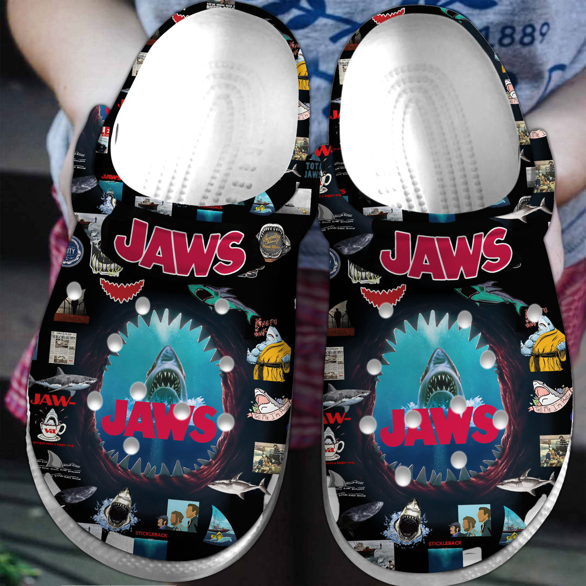 Jaws Movie Crocs Crocband Clogs Shoes Comfortable For Men Women and Kids
