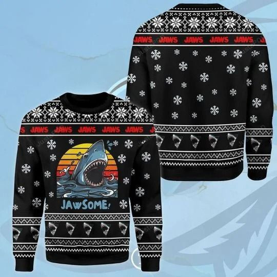 Jawsome Shark For Shark Lovers Ugly Christmas Sweater Adult 3D Funny Matching for family