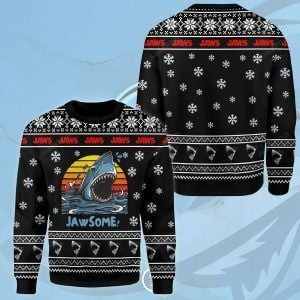 Jawsome Sharks Ugly Christmas Sweater Adult 3D Funny Matching for family