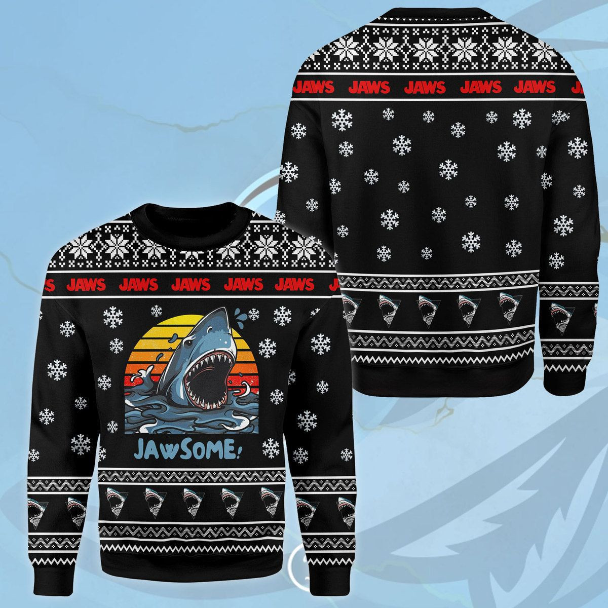 Jawsome Ugly Christmas Sweater Adult 3D Funny Matching for family