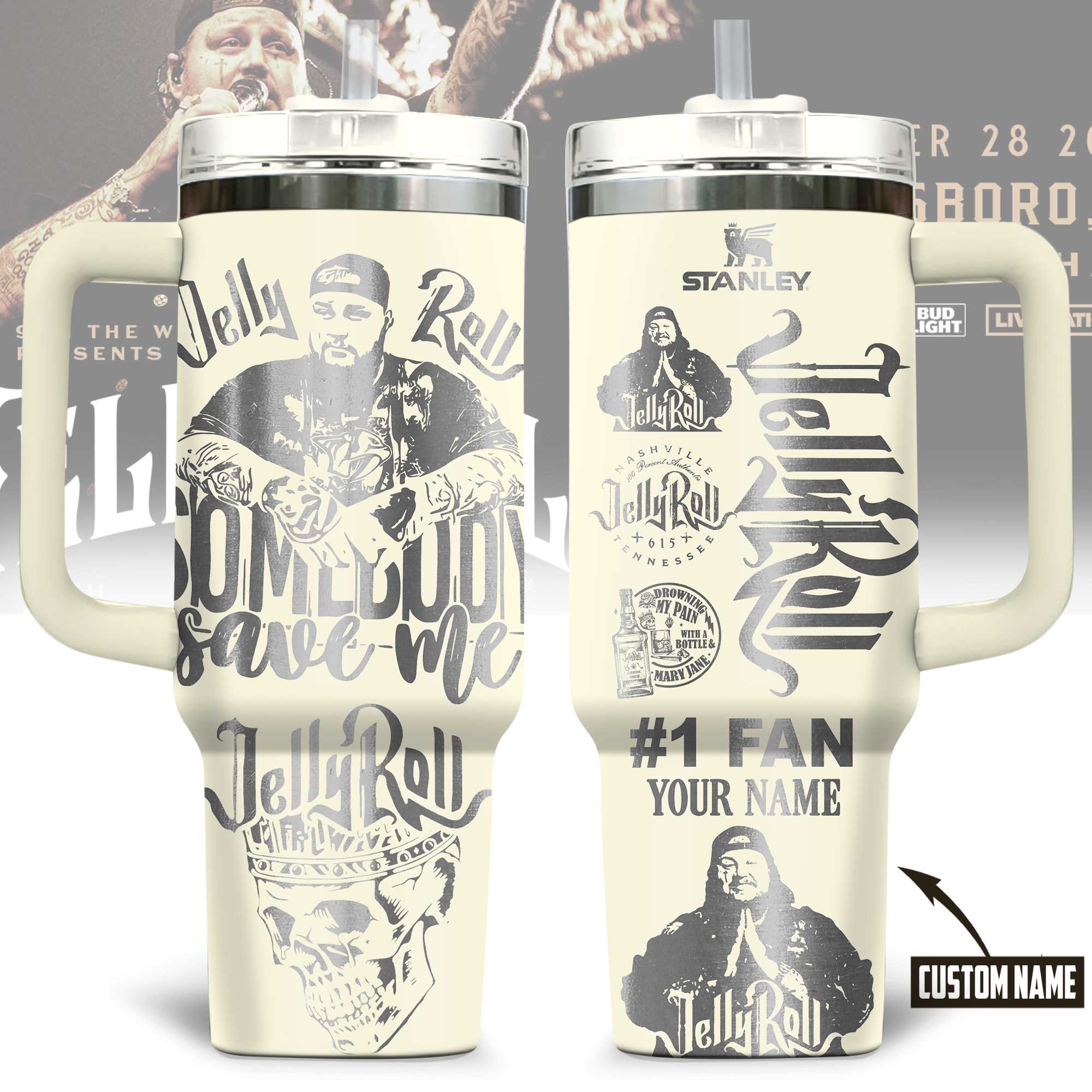Jelly Roll Music Custom Stanley Cup 40 oz 30 oz Tumbler With HandleTVC2301177