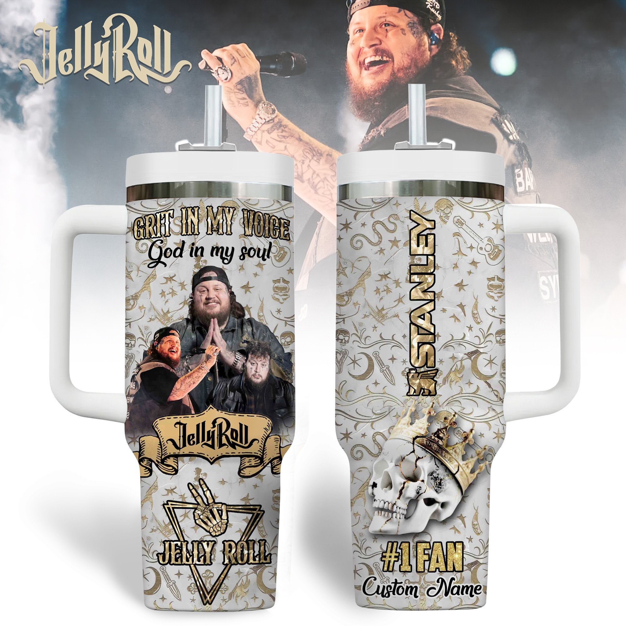 Jelly Roll Music Custom Stanley Cup 40 oz 30 oz Tumbler With HandleTVC2301178