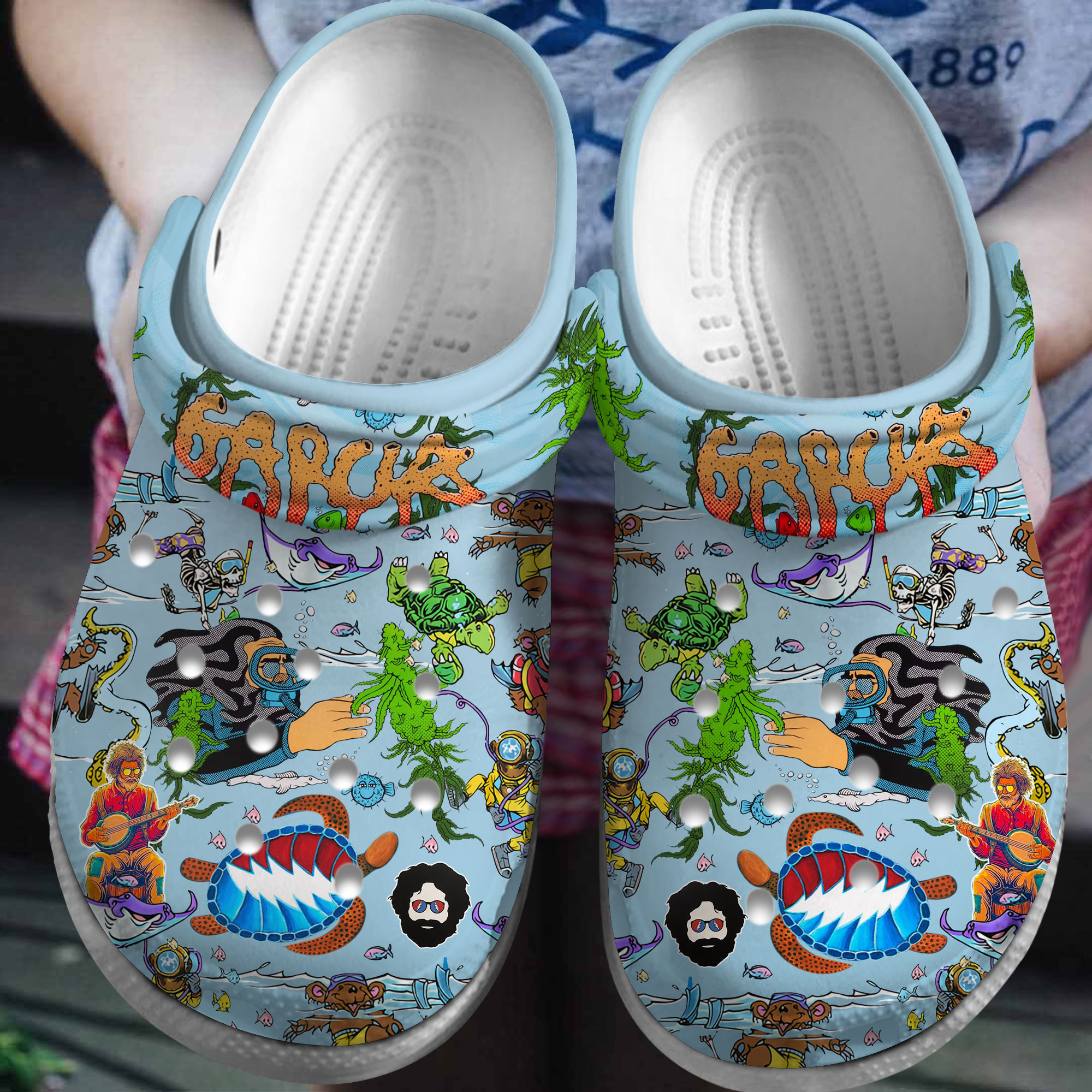 Jerry Garcia Music Crocs Crocband Clogs Shoes Comfortable For Men Women and Kids