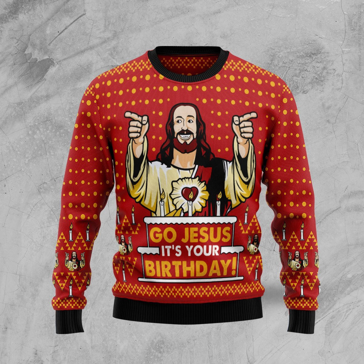 Jessuss Birthday Ugly Christmas Sweater Adult 3D Funny Matching for family