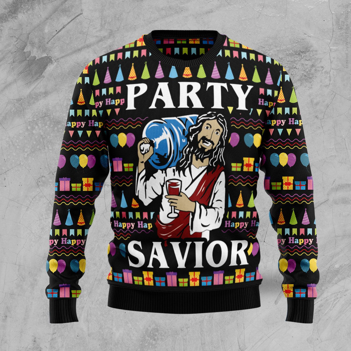 Jessuss Party Ugly Christmas Sweater Adult 3D Funny Matching for family