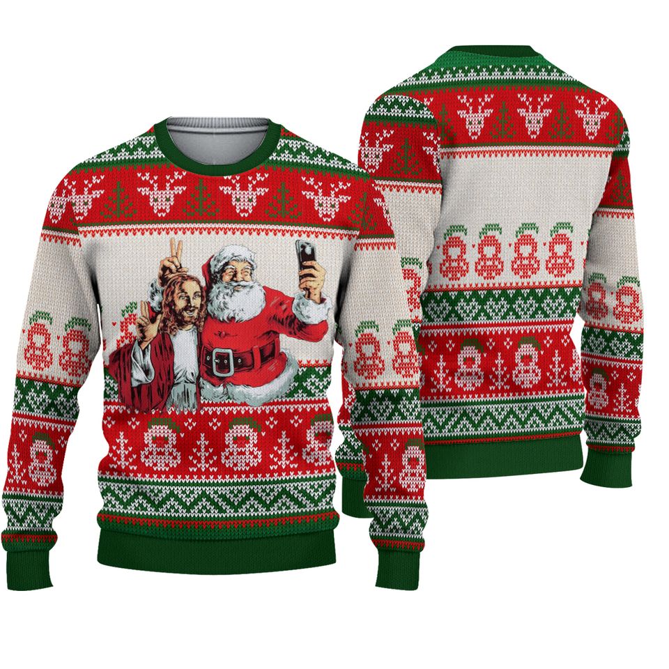 Jesus And Santa Claus Ugly Christmas Sweater
