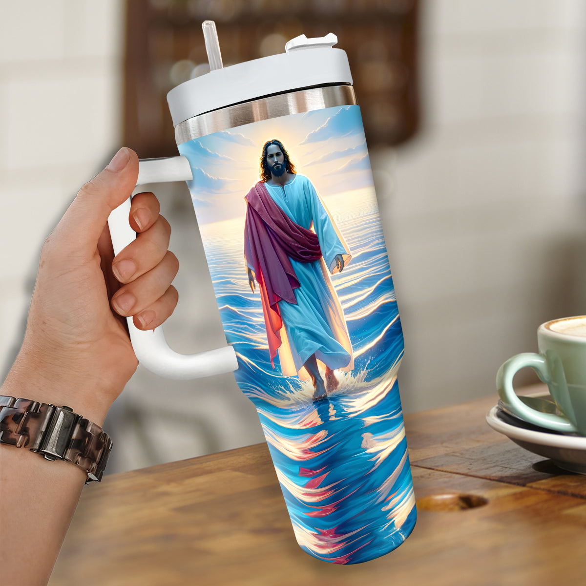 Jesus Beach Walking Custom Stanley Cup 40 oz 30 oz Tumbler With HandleTVC2301689 - Image 4
