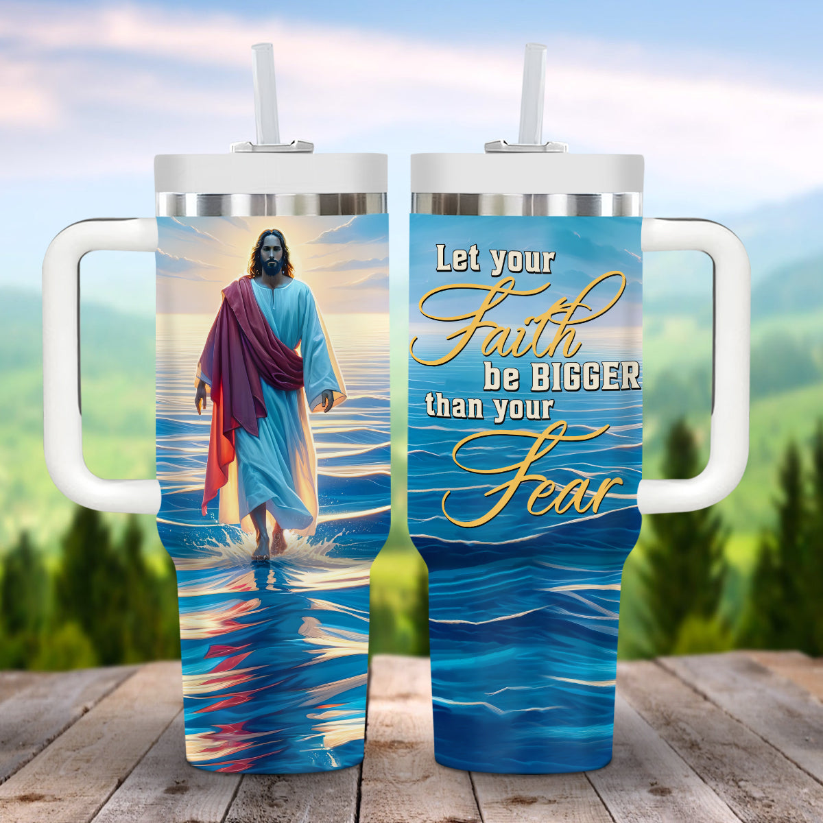 Jesus Beach Walking Custom Stanley Cup 40 oz 30 oz Tumbler With HandleTVC2301689
