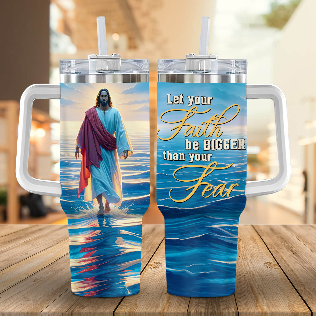 Jesus Beach Walking Custom Stanley Cup 40 oz 30 oz Tumbler With HandleTVC2301689 - Image 2