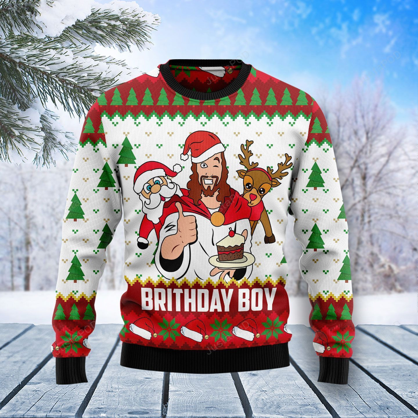Jesus Birthday Boy Christmas Ugly Christmas Sweater Adult 3D Funny Matching for family