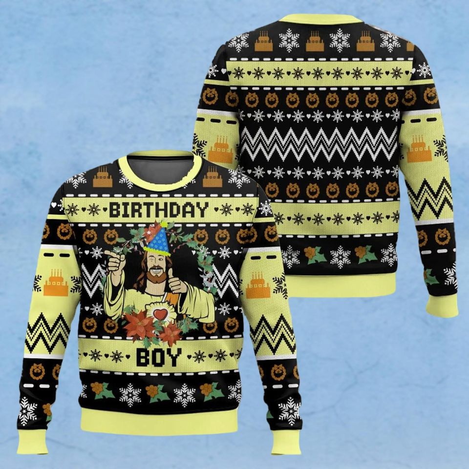 Jesus Birthday Boy Ugly Christmas Sweater, Christian Christmas Shirt