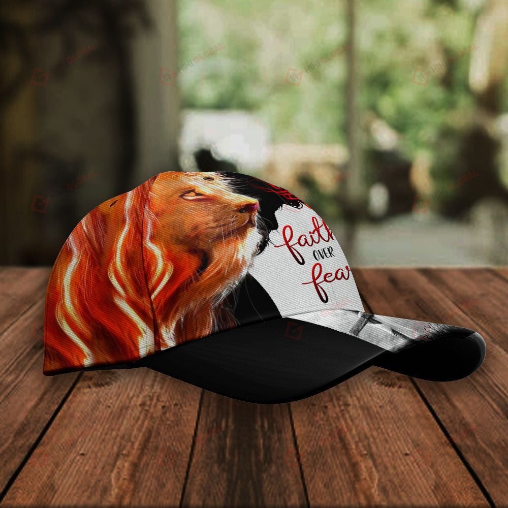 Jesus Christ God Faith Over Fear Classic 3d CapAll Over Printed Trucker Hats Custom Hats Gifts For Men & Women