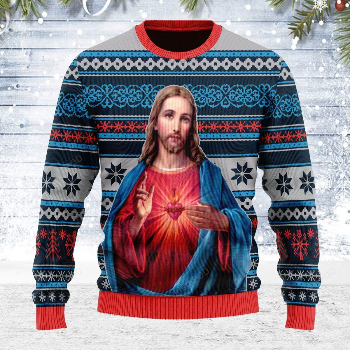 Jesus Christ Ugly Christmas Sweater Adult 3D Funny Matching for family