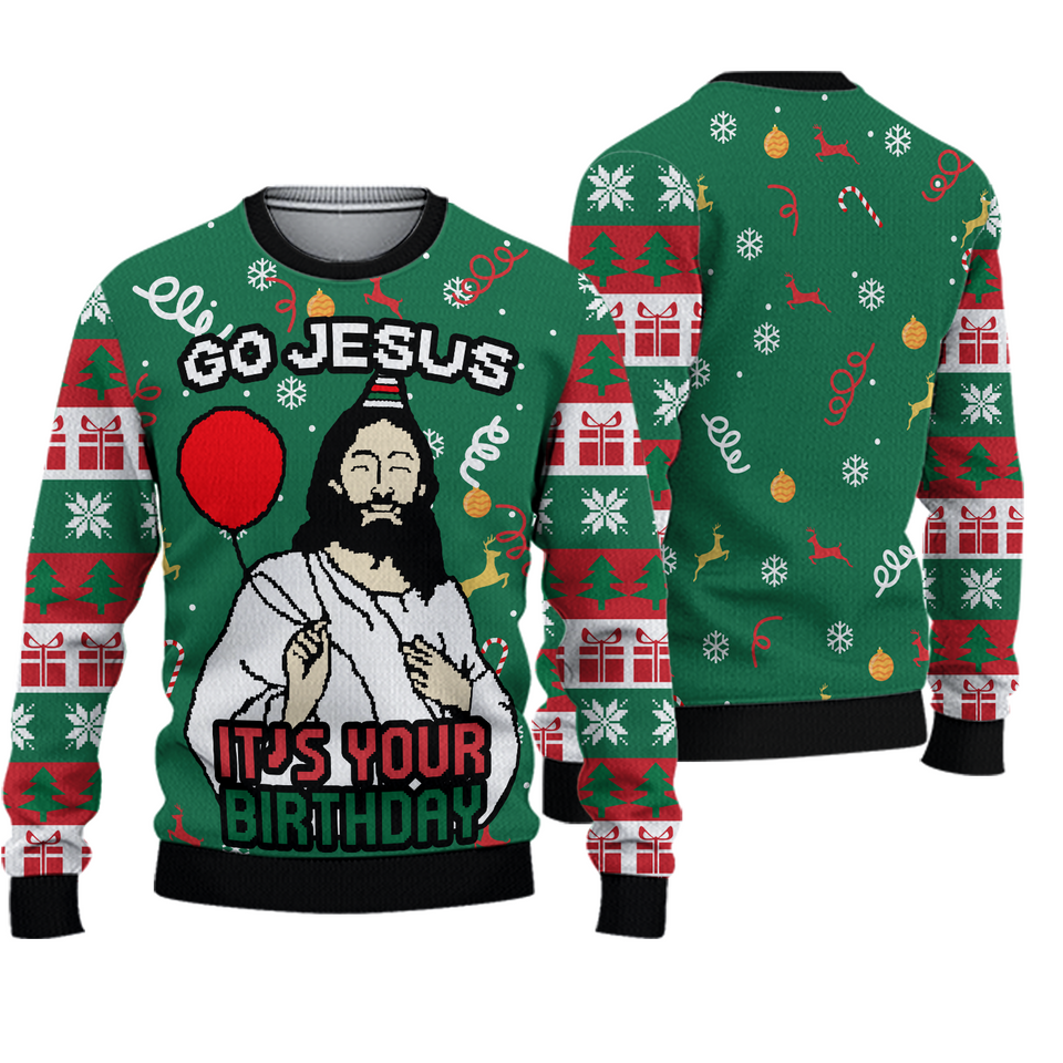 Jesus Christmas Sweater, Men Women Ugly Christmas Jumpers Tops Jesus Sweater