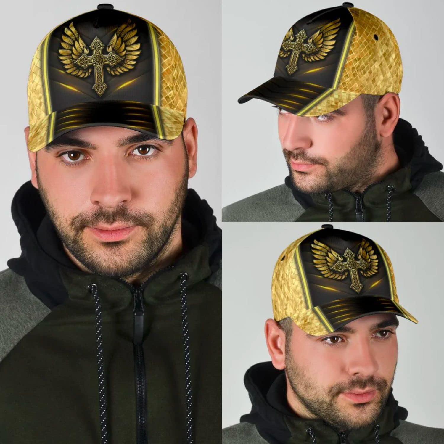 Jesus Cross Angel Wings All Over Print Baseball Cap - Christian Hats For Men Women Trucker Hats Custom Hats Gifts For Men & Women