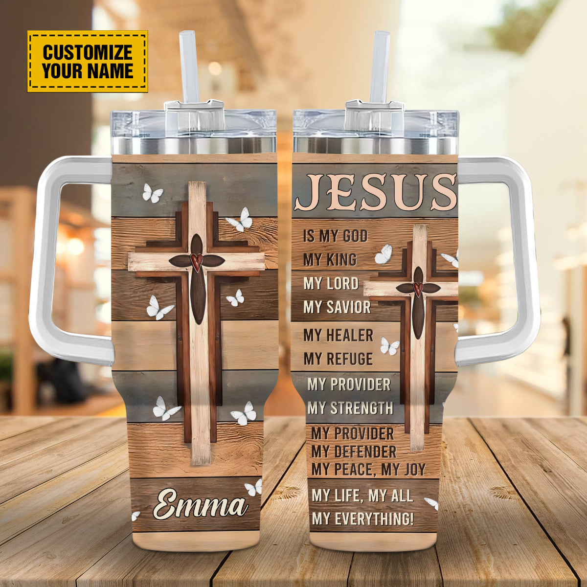 Jesus Cross Butterflies Custom Stanley Cup 40 oz 30 oz Tumbler With HandleTVC2301690 - Image 2
