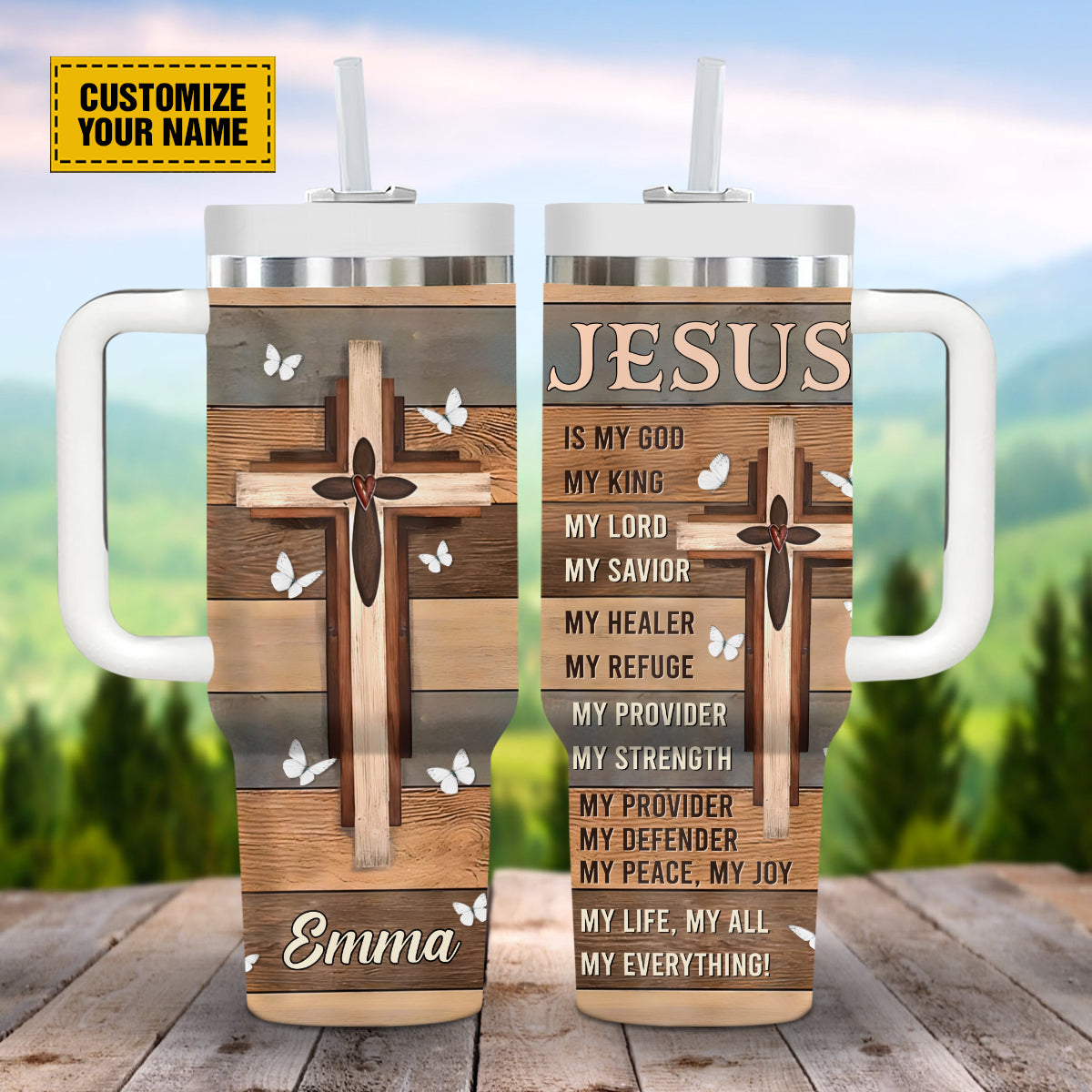 Jesus Cross Butterflies Custom Stanley Cup 40 oz 30 oz Tumbler With HandleTVC2301690