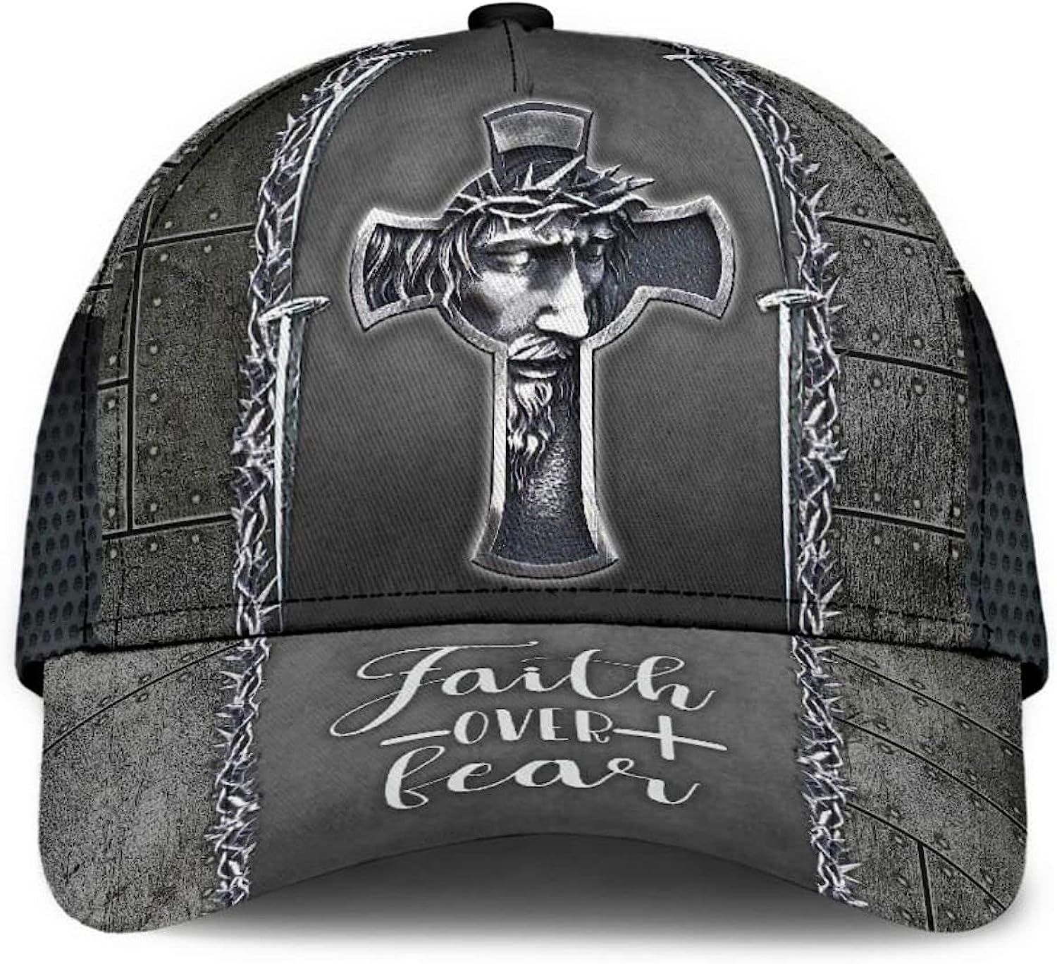 Jesus Cross Faith Over Fear All Over Print Baseball Cap - Christian Hats For Men Women Trucker Hats Custom Hats Gifts For Men & Women