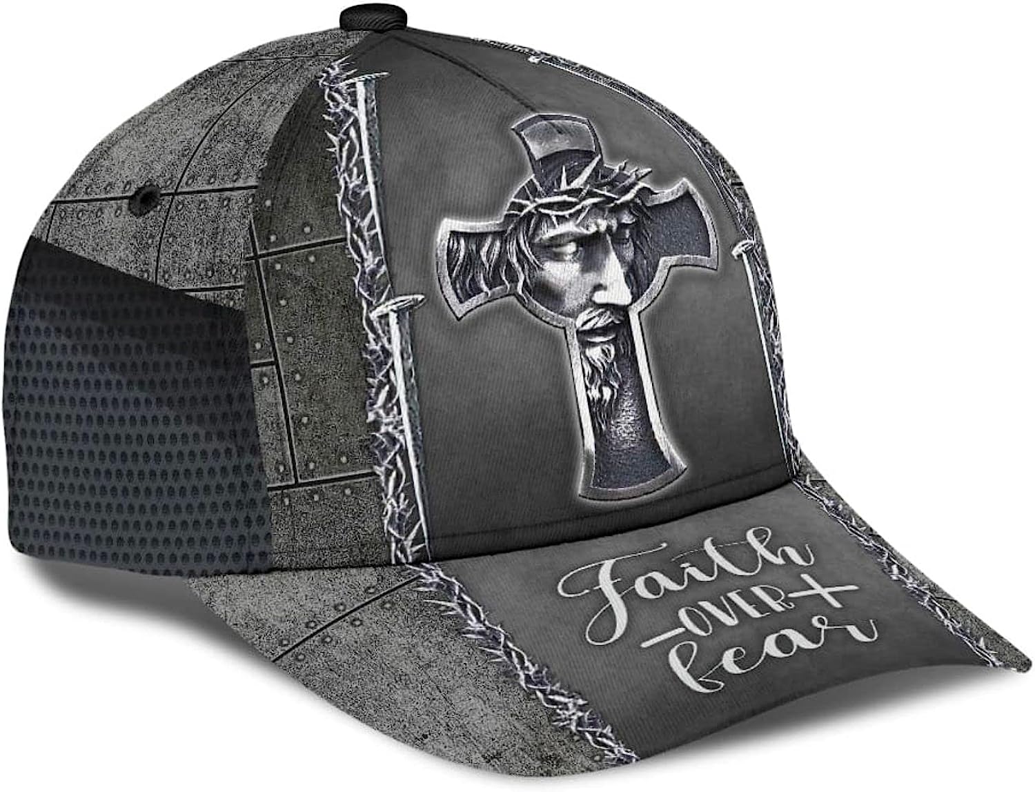 Jesus Cross Faith Over Fear All Over Print Baseball Cap - Christian Hats For Men Women Trucker Hats Custom Hats Gifts For Men & Women