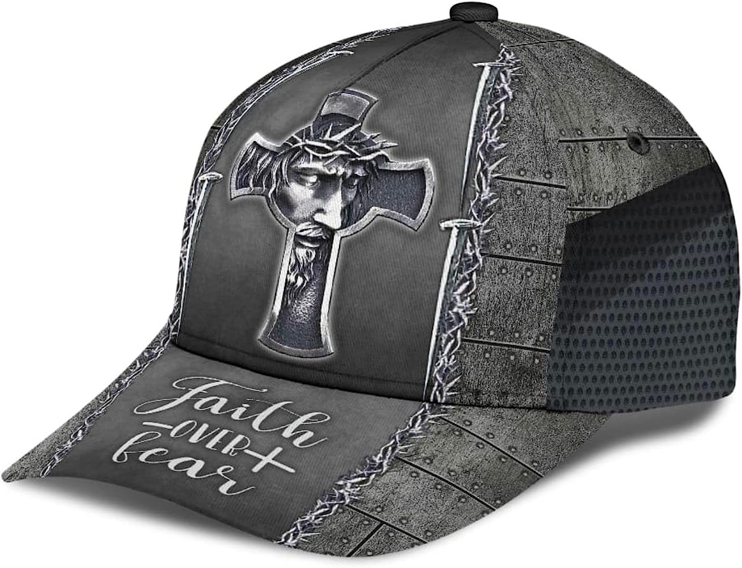 Jesus Cross Faith Over Fear All Over Print Baseball Cap - Christian Hats For Men Women Trucker Hats Custom Hats Gifts For Men & Women